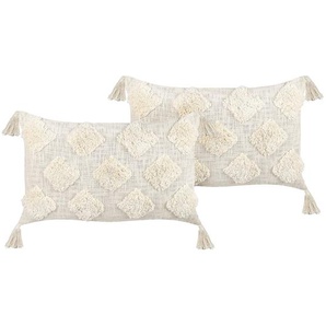 Matoaca Geometric Beige Square Scatter Cushion Kissen Kissen mit Füllung