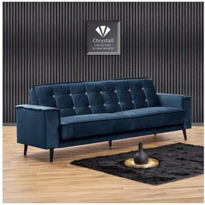 Max Winzer® Schlafsofa Jersey, 3-Sitzer, Sofa in exklusivem Design, mit Strasssteinen, handgefertigt, hochwertige Konstruktion, Samtvelours, mit Bettfunktion