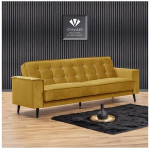 Max Winzer® Schlafsofa Jersey, 3-Sitzer, Sofa in exklusivem Design, mit Strasssteinen, handgefertigt, hochwertige Konstruktion, Samtvelours, mit Bettfunktion