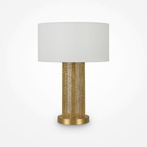 Maytoni Tischleuchte Modern, Weiß, Gold, Metall, Textil, Kugel,Kugel, 47 cm, CE, mit Schalter, gleichmäßige Lichtverteilung, Lampen & Leuchten, Innenbeleuchtung, Tischlampen