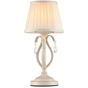 Maytoni Tischleuchte Elegant, Weiß, Beige, Metall, Textil, konisch,konisch, 39 cm, CE, gleichmäßige Lichtverteilung, Lampen & Leuchten, Innenbeleuchtung, Tischlampen, Tischlampen