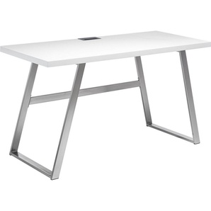 MCA furniture Schreibtisch Andria, Weiß matt lackiert mit Kabeldurchlass, Breite 140 cm