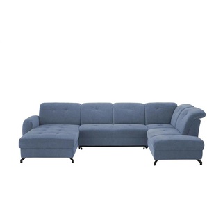 medium Wohnlandschaft  Leandro II ¦ blau ¦ Maße (cm): B: 355 H: 101 T: 208