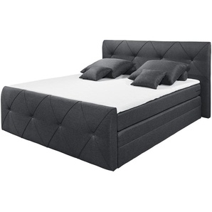 meinBett Boxspringbett  Cleo ¦ schwarz ¦ Maße (cm): B: 200 H: 114