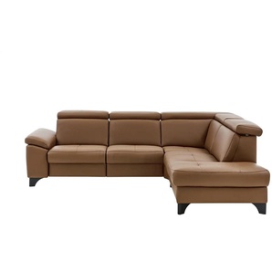 meinSofa Ecksofa Echtleder Linda ¦ braun ¦ Maße (cm): B: 261 H: 98 T: 209