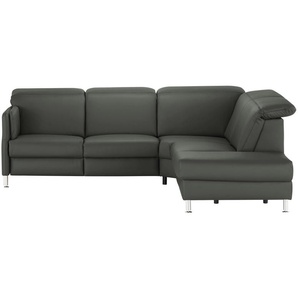 meinSofa Leder-Ecksofa  Leon ¦ grau ¦ Maße (cm): B: 259 H: 83 T: 236