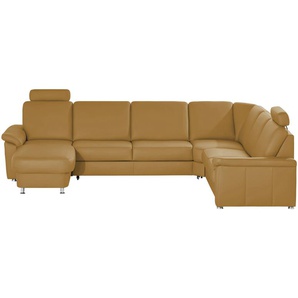 meinSofa Wohnlandschaft Leder Carolin ¦ gelb ¦ Maße (cm): B: 330 H: 91 T: 240