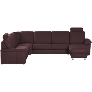 meinSofa Wohnlandschaft Leder Carolin ¦ lila/violett ¦ Maße (cm): B: 330 H: 91 T: 240