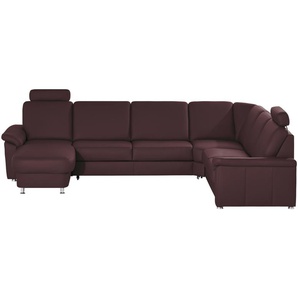 meinSofa Wohnlandschaft Leder Carolin ¦ lila/violett ¦ Maße (cm): B: 330 H: 91 T: 240