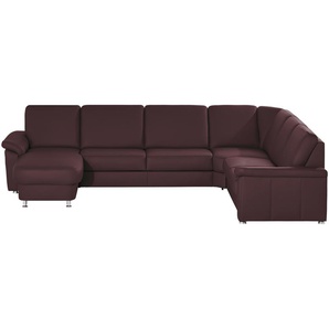 meinSofa Wohnlandschaft Leder Carolin ¦ lila/violett ¦ Maße (cm): B: 330 H: 91 T: 240