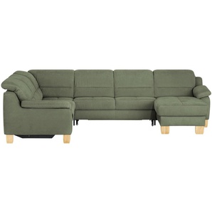 meinSofa Wohnlandschaft aus Mikrofaser Hanna ¦ grün ¦ Maße (cm): B: 322 H: 84 T: 264