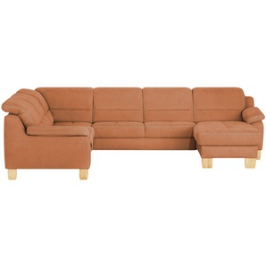 meinSofa Wohnlandschaft aus Mikrofaser Hanna ¦ orange ¦ Maße (cm): B: 322 H: 84 T: 264