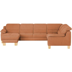 meinSofa Wohnlandschaft aus Mikrofaser Hanna ¦ orange ¦ Maße (cm): B: 322 H: 84 T: 264