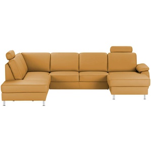 meinSofa Wohnlandschaft mit Sitz- und Rückenbezug aus Leder Kathi ¦ orange ¦ Maße (cm): B: 309 H: 86 T: 235