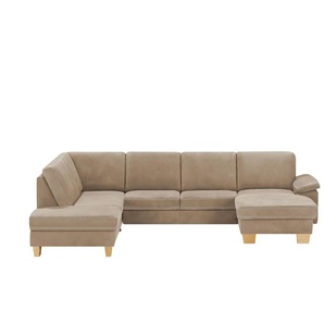 meinSofa Wohnlandschaft Leder Samu ¦ beige ¦ Maße (cm): B: 316 H: 90 T: 235