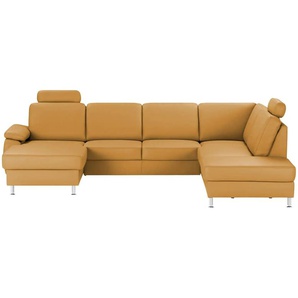 meinSofa Wohnlandschaft mit Sitz- und Rückenbezug aus Leder Kathi ¦ orange ¦ Maße (cm): B: 309 H: 86 T: 235