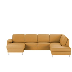 meinSofa Wohnlandschaft mit Sitz- und Rückenbezug aus Leder Kathi ¦ orange ¦ Maße (cm): B: 309 H: 86 T: 235