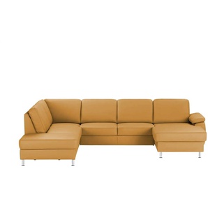 meinSofa Wohnlandschaft mit Sitz- und Rückenbezug aus Leder Kathi ¦ orange ¦ Maße (cm): B: 309 H: 86 T: 235