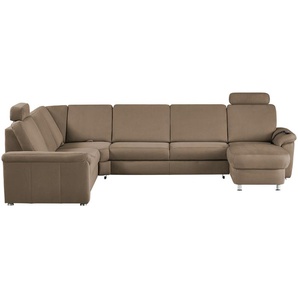 meinSofa Wohnlandschaft Mikrofaser Rita ¦ braun ¦ Maße (cm): B: 330 H: 91 T: 240