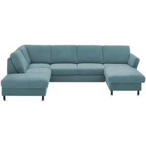 meinSofa Wohnlandschaft aus Flachgewebe Veit ¦ blau ¦ Maße (cm): B: 305 H: 90 T: 200