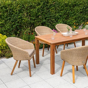 MERXX Garten-Essgruppe Arrone, (7-tlg), 6 Sessel mit Tisch