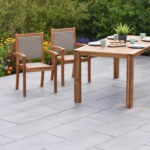 MERXX Garten-Essgruppe »Castilla«, (Set, 5-tlg., Geöltes Akazienholz), Tisch: LxB: 185x90 cm