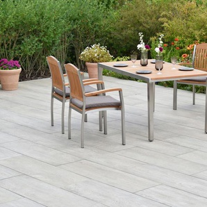 MERXX Garten-Essgruppe »Keros«, (Set, 9-tlg., Inkl. Sitzkissen, Edelstahlgestell), Tisch: LxB: 150x90 cm