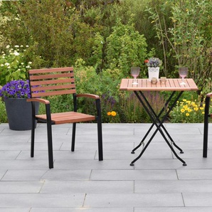 MERXX Garten-Essgruppe »Schlossgarten«, (Set, 3-tlg., Geöltes Eukalyptusholz), Tisch klappbar: LxB: 75x75 cm