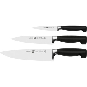 Messer-Set ZWILLING ****Vier Sterne Kochmesser-Sets silberfarben (schwarz, silberfarben) Küchenmesser-Sets Friodur-Stahl