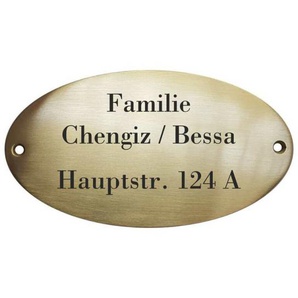 Messingschild oval 135 x 65 mm mit Beschriftung