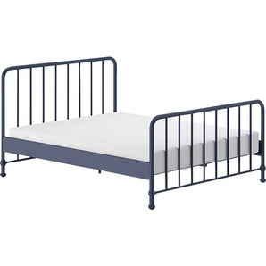 Metallbett VIPACK Bronxx Betten Gr. Liegefläche B/L: 160cm x 200cm Betthöhe: 40,3cm, kein Härtegrad, blau (blau matt + matt) aus Metall