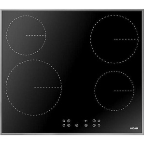 Mican Glaskeramikkochfeld, Schwarz, Glas, 57.5x50.5x5.6 cm, Kindersicherung, Restwärmeanzeige je Kochzone, Küchen, Küchenelektrogeräte, Kochfelder, Glaskeramik-Kochfelder