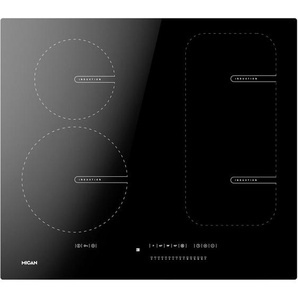 Mican Induktionskochfeld, Schwarz, Metall, Glas, 59.2x4.4x52.2 cm, Kindersicherung, Hauptschalter, Restwärmeanzeige je Kochzone, Topferkennung, Kurzzeitwecker, Pausenfunktion, Brückenfunktion, Timerfunktion, Küchen, Küchenelektrogeräte, Kochfelder