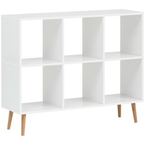 Mid.you Aktenregal, Weiß, Holzwerkstoff, Eiche, massiv, 3 Fächer, 104.3x86.5x33 cm, Arbeitszimmer, Büroregale, Aktenregale