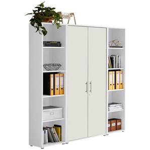 Mid.you Aktenschrank Office Edition - SW Set 3 hoch, Weiß, Holzwerkstoff, 12 Fächer, 173x186x33 cm, Made in Germany, erweiterbar, abschließbar, Arbeitszimmer, Aktenschränke