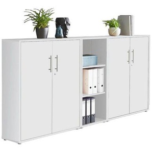 Mid.you Aktenschrank Office Edition - SW Set 8, Weiß, Holzwerkstoff, 6 Fächer, 213x114x33 cm, Made in Germany, erweiterbar, abschließbar, Arbeitszimmer, Aktenschränke