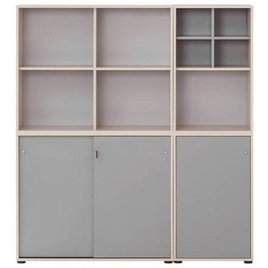 Mid.you Aktenschrank, Weiß, Holzwerkstoff, 6 Fächer, 165.2x151x41 cm, Beimöbel erhältlich, abschließbar, Arbeitszimmer, Aktenschränke