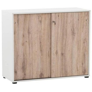 Mid.you Aktenschrank, Weiß, Wildeiche, Holzwerkstoff, 2 Fächer, 100.1x83.6x41 cm, Beimöbel erhältlich, abschließbar, Arbeitszimmer, Aktenschränke