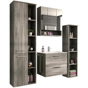 Mid.you Badezimmer York, Kunststoff, 4-teilig, 17 Fächer, 2,2 Schubladen, 170x174x43 cm, FSC Mix, hängend, Badezimmer, Badmöbelsets & -serien, Badmöbel-Sets