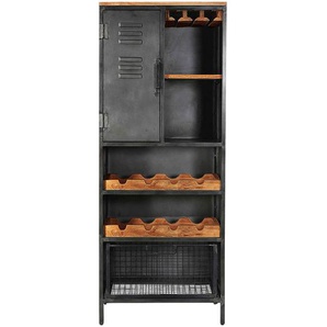 Mid.you Barschrank, Braun, Natur, Schwarz, Metall, Mangoholz, massiv, 1 Schubladen, 72x183x42 cm, Esszimmer, Barmöbel, Barschränke & Theken