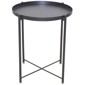 Mid.you Beistelltisch, Schwarz, Metall, rund, Rundrohr, 47.5x53x47.5 cm, abnehmbares Tablett, einfacher Aufbau, Wohnzimmer, Wohnzimmertische, Beistelltische