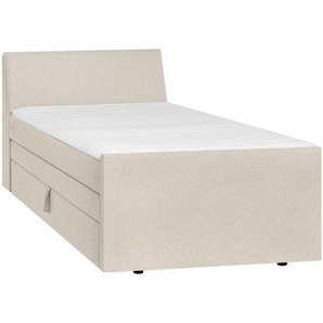 Mid.you Boxspringbett, Creme, Holz, Textil, Tanne, H3, 7-Zonen, Höhe ca. 17 cm, 100x200 cm, Bettkasten, gepolstertes Kopfteil, Kinder- & Jugendzimmer, Jugendmöbel, Jugendbetten, Jugend-Boxspringbetten