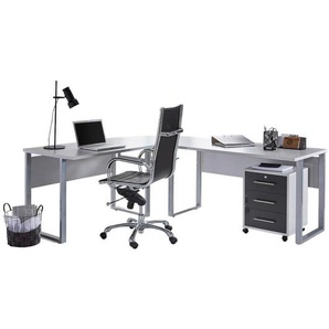 Mid.you Büro Office Edition - Büro Set 0, Grau, Anthrazit Hochglanz, Holzwerkstoff, 3 Schubladen, Made in Germany, erweiterbar, in verschiedenen Holz-Dekoren erhältlich, Schreibtisch seitenverkehrt montierbar, abschließbar, Arbeitszimmer, Büromöbelsets &