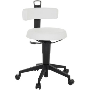 Mid.you Bürohocker, Weiß, Leder, Lederlook, Drehkreuz, 40x74-86x46 cm, Arbeitszimmer, Bürostühle, Bürohocker