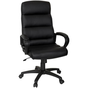 Mid.you Chefsessel, Schwarz, Textil, Drehkreuz, 61x119x65 cm, Wippmechanik mit Härtegradeinstellung, ergonomische Rückenlehne, Arbeitszimmer, Bürostühle, Drehstühle