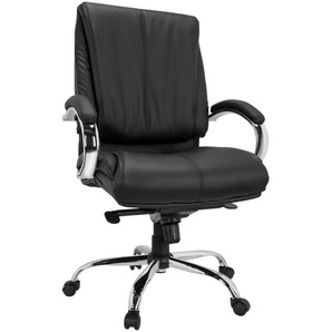 Mid.you Chefsessel, Schwarz, Textil, Drehkreuz, 66x113x70 cm, Sitzfläche 360° drehbar, ergonomische Rückenlehne, Arbeitszimmer, Bürostühle, Drehstühle