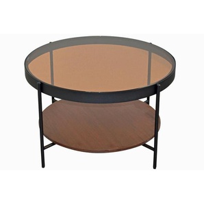 Mid.you Couchtisch, Bernstein, Metall, Glas, rund, Rundrohr, 74x43x74 cm, einfacher Aufbau, Wohnzimmer, Wohnzimmertische, Couchtische