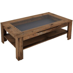 Mid.you Couchtisch, Braun, Glas, Holzwerkstoff, 1 Schubladen, rechteckig, eckig, 43x67x110 cm, FSC Mix, einfacher Aufbau, Holzmöbel, Holztische, Couchtische Holz