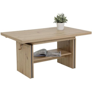 Mid.you Couchtisch, Eiche, Holzwerkstoff, Holzoptik, rechteckig, Wange, 67x56-66x110-165 cm, ausziehbar, höhenverstellbar, offenes Fach, einfacher Aufbau, Wohnzimmer, Wohnzimmertische, Couchtische