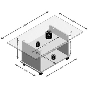 Mid.you Couchtisch, Grau, Weiß, Holzwerkstoff, rechteckig, 60x45x100 cm, Made in Germany, Stauraum, offenes Fach, Wohnzimmer, Wohnzimmertische, Couchtische, Couchtische mit Stauraum